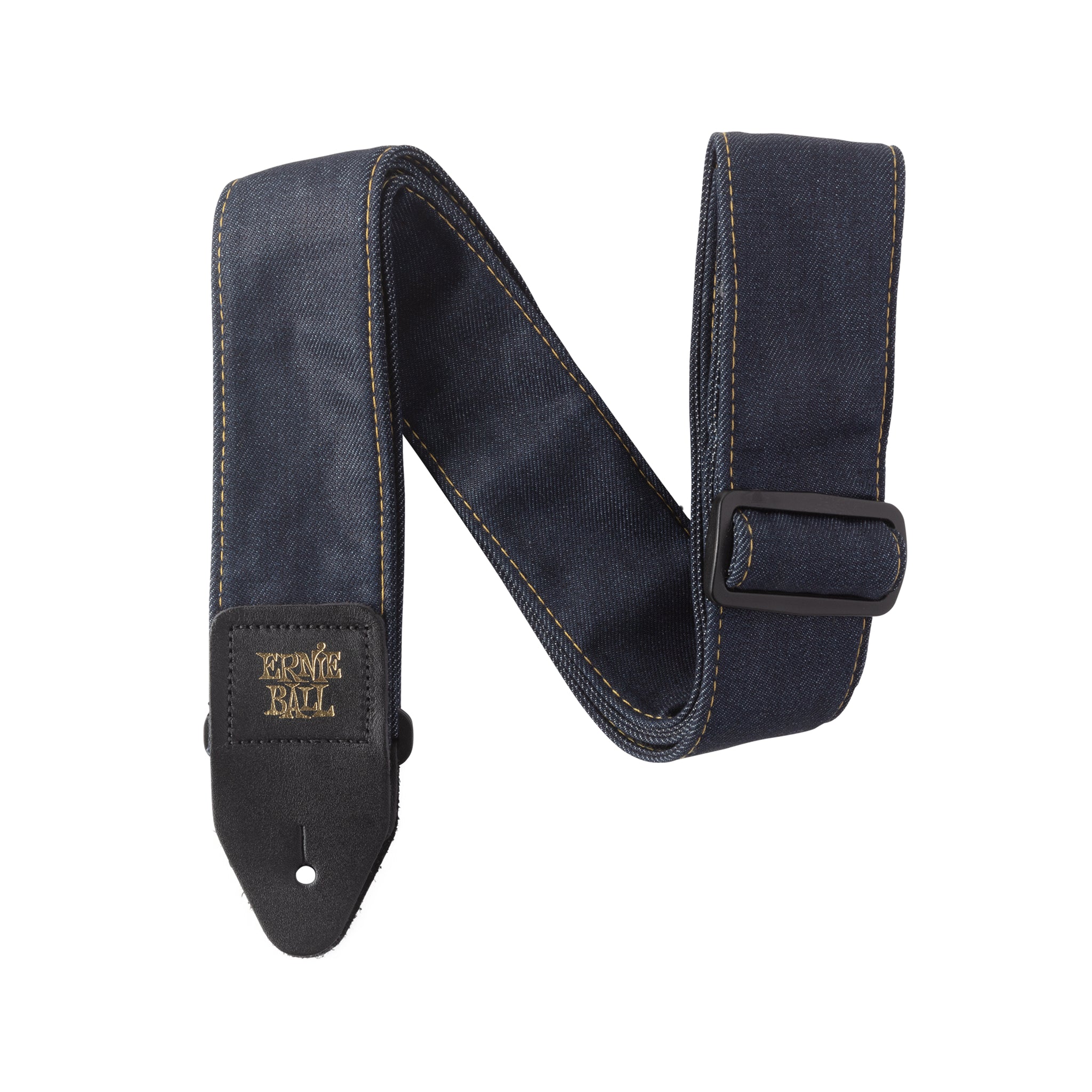 Ernie Ball Denim Guitar Strap, Indigo w/ Tan Stitching
