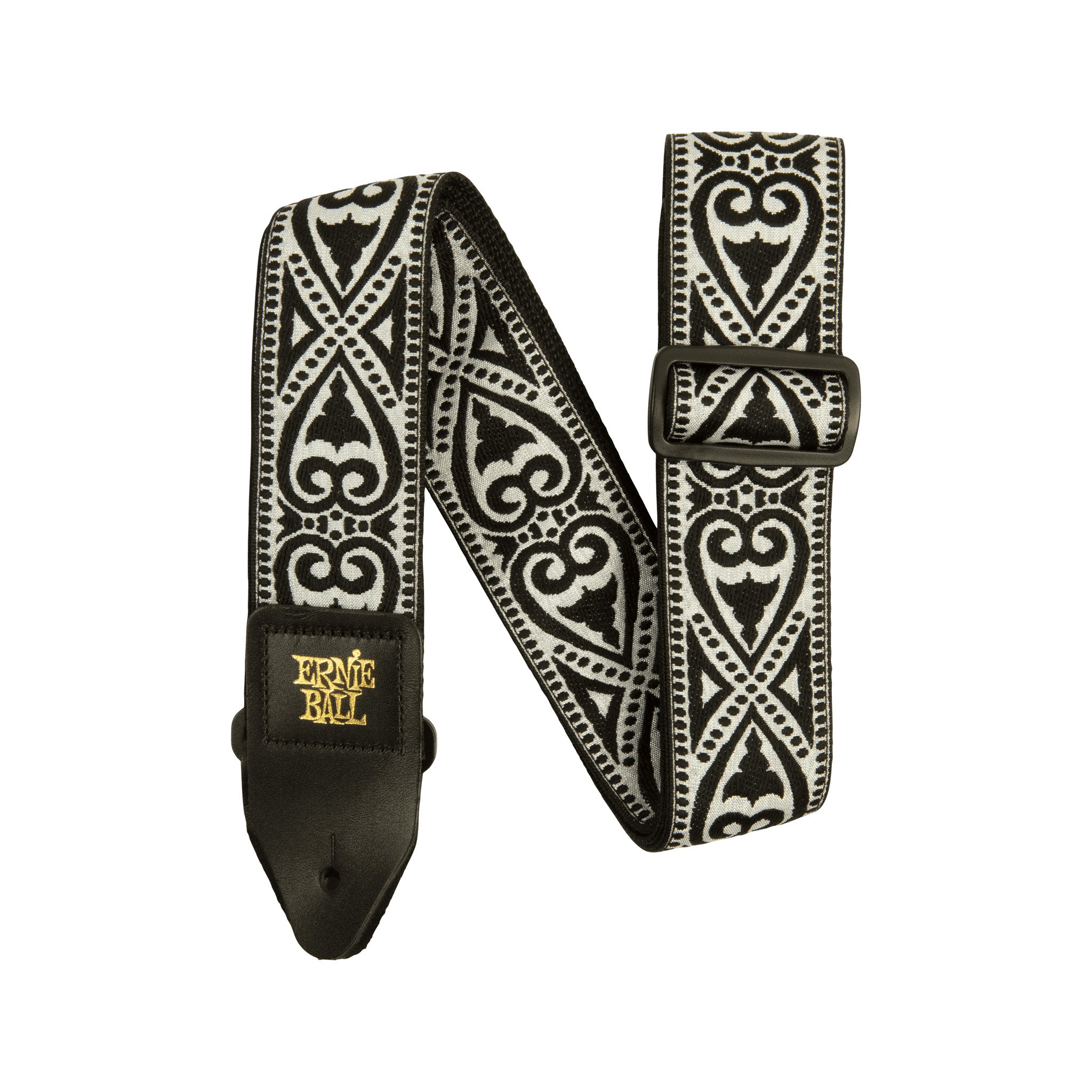 Ernie Ball Polypro Jacquard Guitar Strap, Black Heart