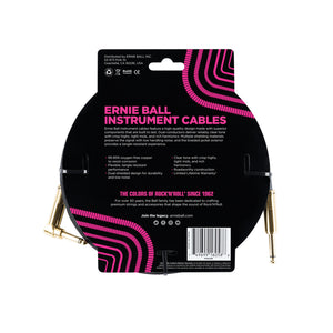 Ernie Ball 25ft Braided Straight to Angle Instrument Cable, Black