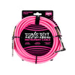 Ernie Ball 25ft Braided Straight to Angle Instrument Cable, Neon Pink