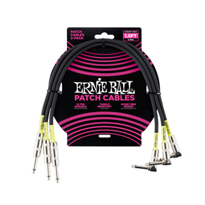 Ernie Ball 1.5ft Straight to Angle Patch Cable, 3-Pack, Black