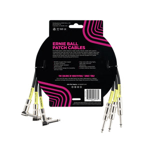 Ernie Ball 1.5ft Straight to Angle Patch Cable, 3-Pack, Black
