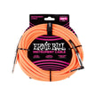 Ernie Ball 10FT Braided Straight to Angle Instrument Cable, Neon Orange