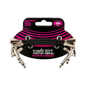 Ernie Ball 3Inch Flat Ribbon Patch Cable, 3-Pack, Black