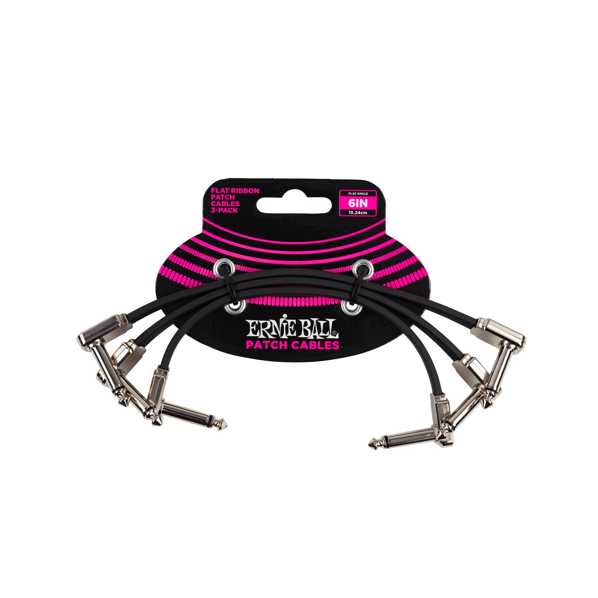 Ernie Ball 6Inch Flat Ribbon Patch Cable, 3-Pack, Black