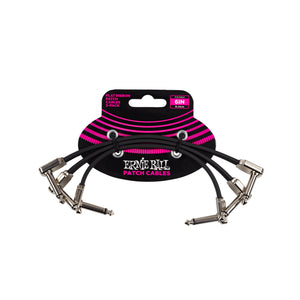 Ernie Ball 6Inch Flat Ribbon Patch Cable, 3-Pack, Black