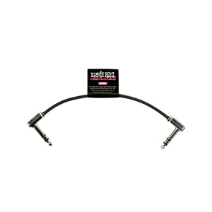 Ernie Ball 6 inch Single Flat Ribbon Stereo Patch Cable, Black