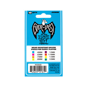 Ernie Ball Everlast Delrin .48mm Guitar Picks, Blue, 12-Pack