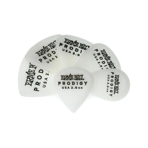Ernie Ball 2.0mm Teardrop Prodigy Guitar Picks, 6-Pack, White