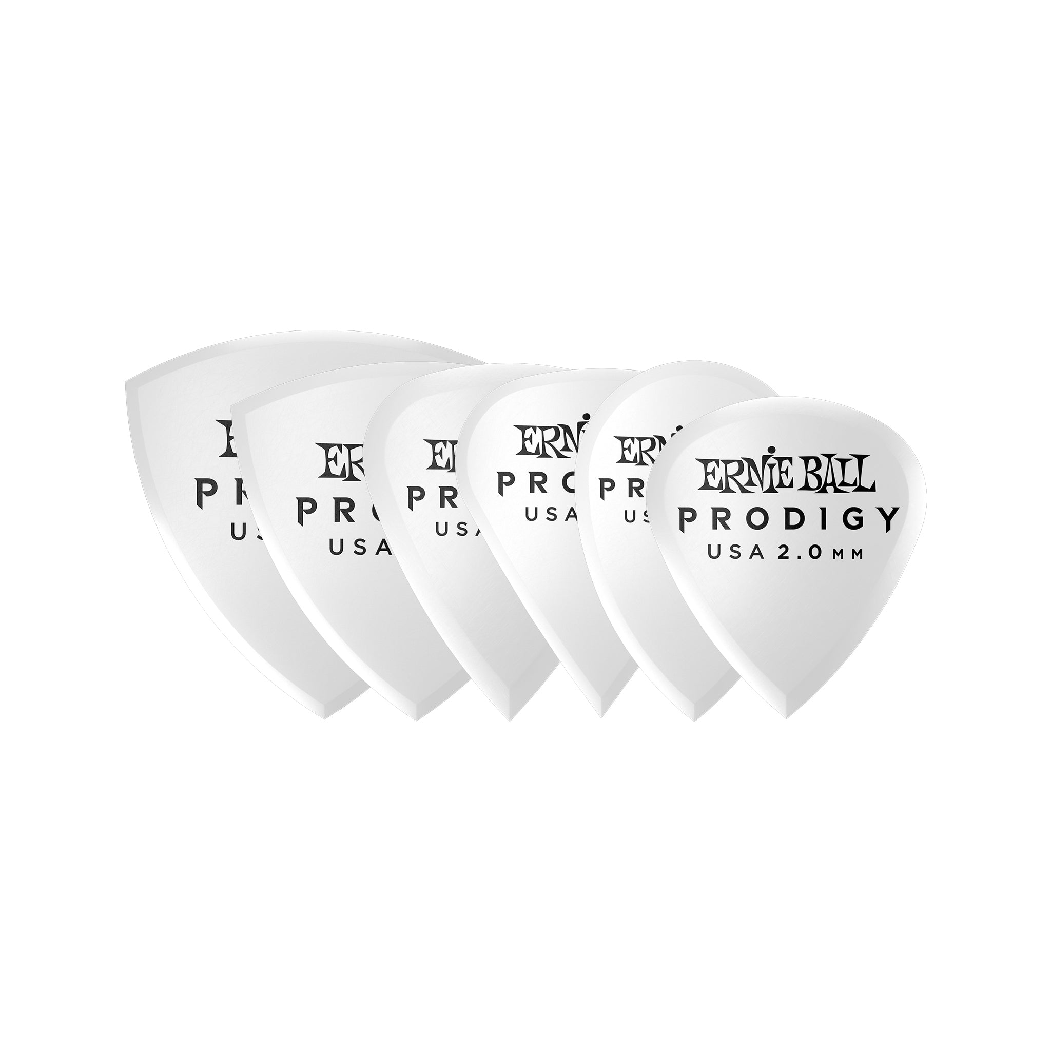 Ernie Ball 2.0mm Multi-Pack Prodigy Picks, White, 6-Pack