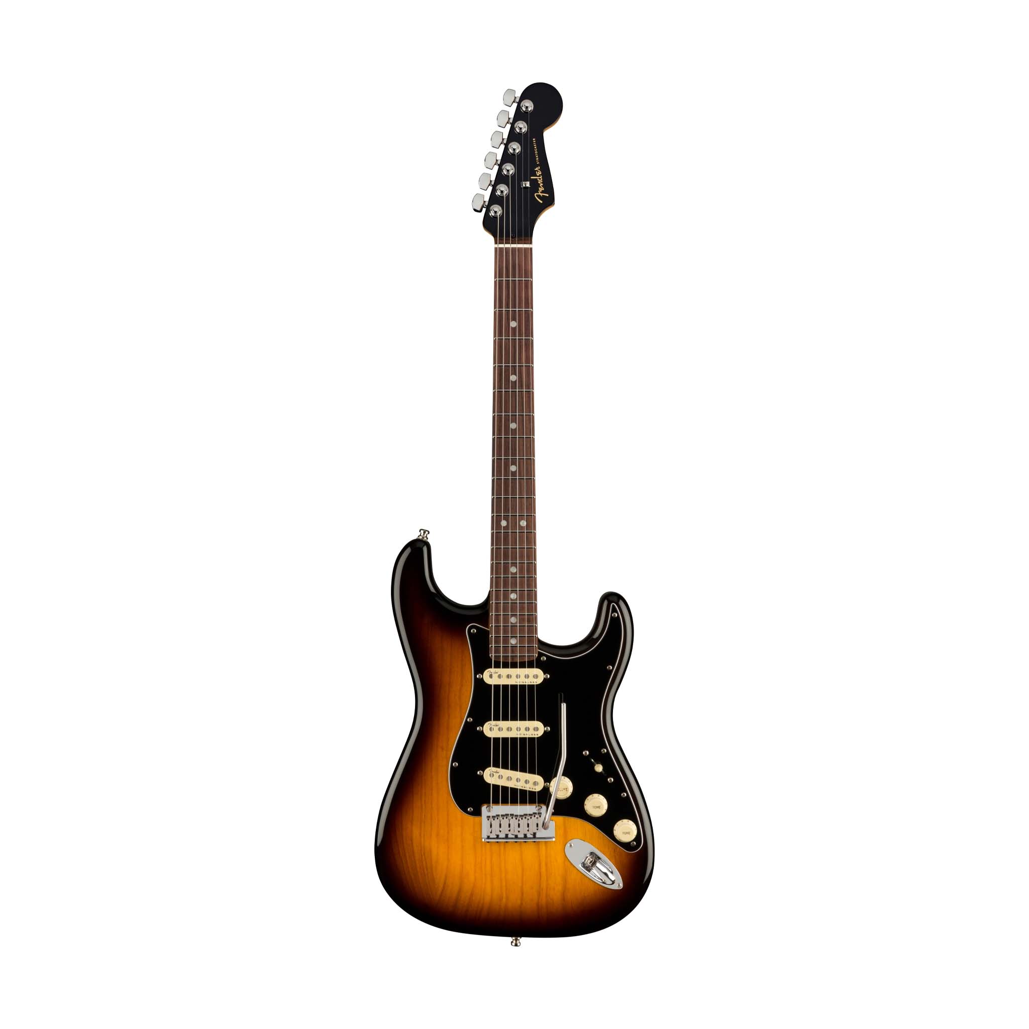 Fender American Ultra Luxe Stratocaster Electric Guitar, RW FB, 2-Color Sunburst