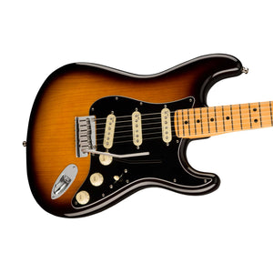 Fender American Ultra Luxe Stratocaster Electric Guitar, Maple FB, 2-Color Sunburst