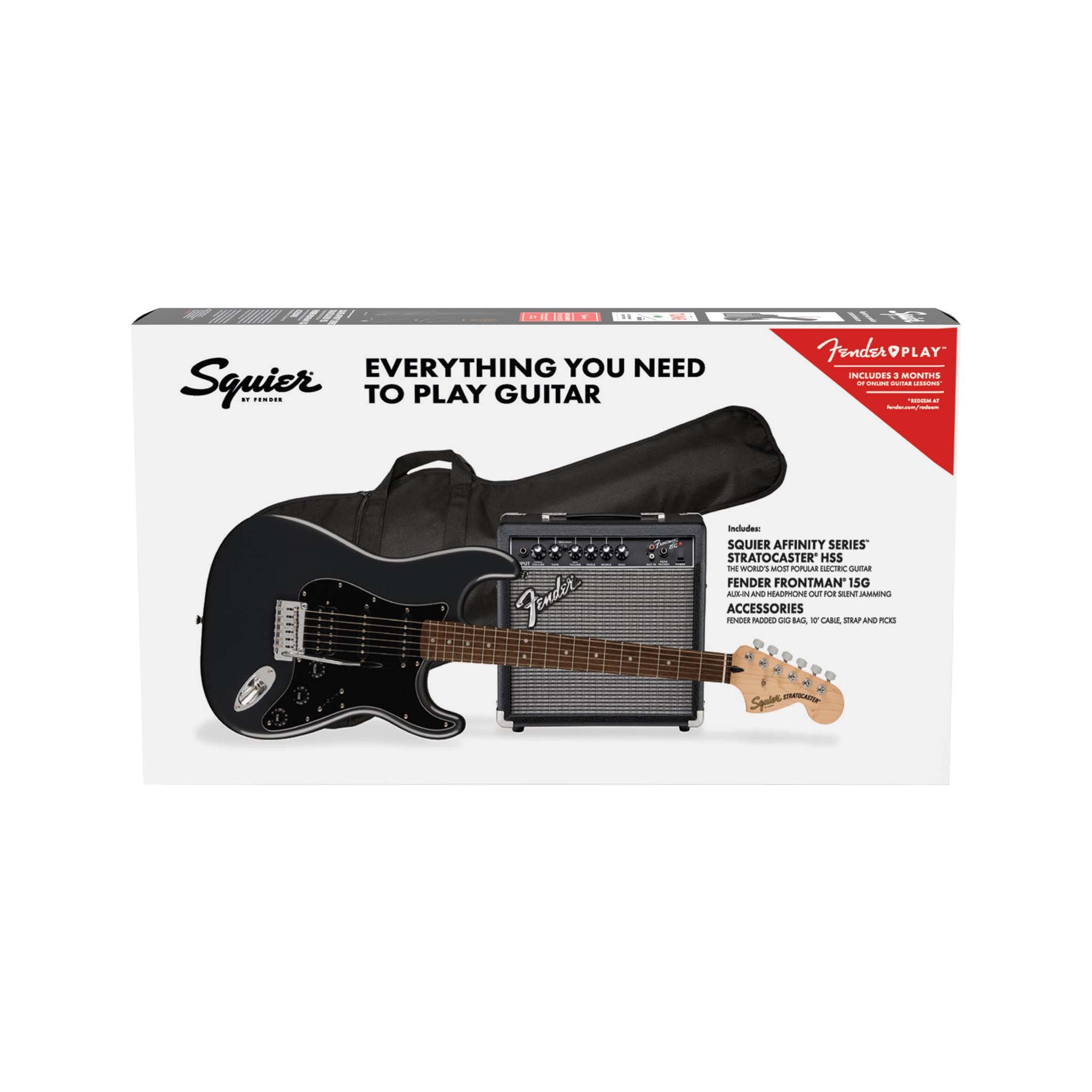 Squier Affinity Series HSS Stratocaster Guitar Pack, Laurel FB