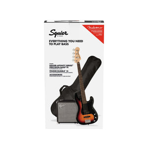 Squier Affinity Series PJ Bass Guitar Pack, Laurel FB, 3-Color Sunburst, 230V, EU
