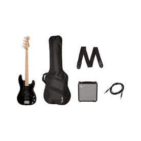 Squier Affinity Series PJ Bass Guitar Pack, Maple FB, Black, 230V, UK