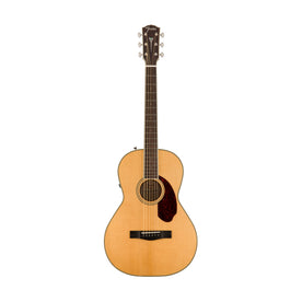 Fender PM-2E Standard Parlor Acoustic Guitar w/Case, Ovangkol FB, Natural