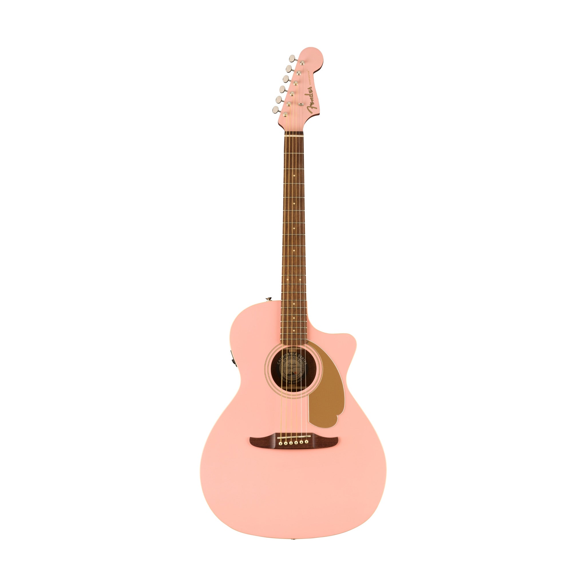 Fender FSR California Newporter Player Medium-Sized Acoustic Guitar, Walnut FB, Shell Pink