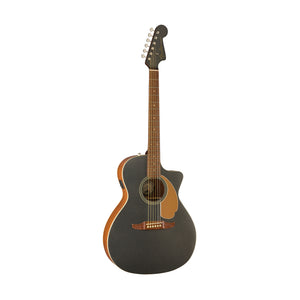 Fender FSR California Newporter Player Med-Sized Acoustic Guitar, Walnut FB, Charcoal Frost Metallic