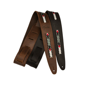 Fender Paramount Acoustic Guitar Leather Strap, Black