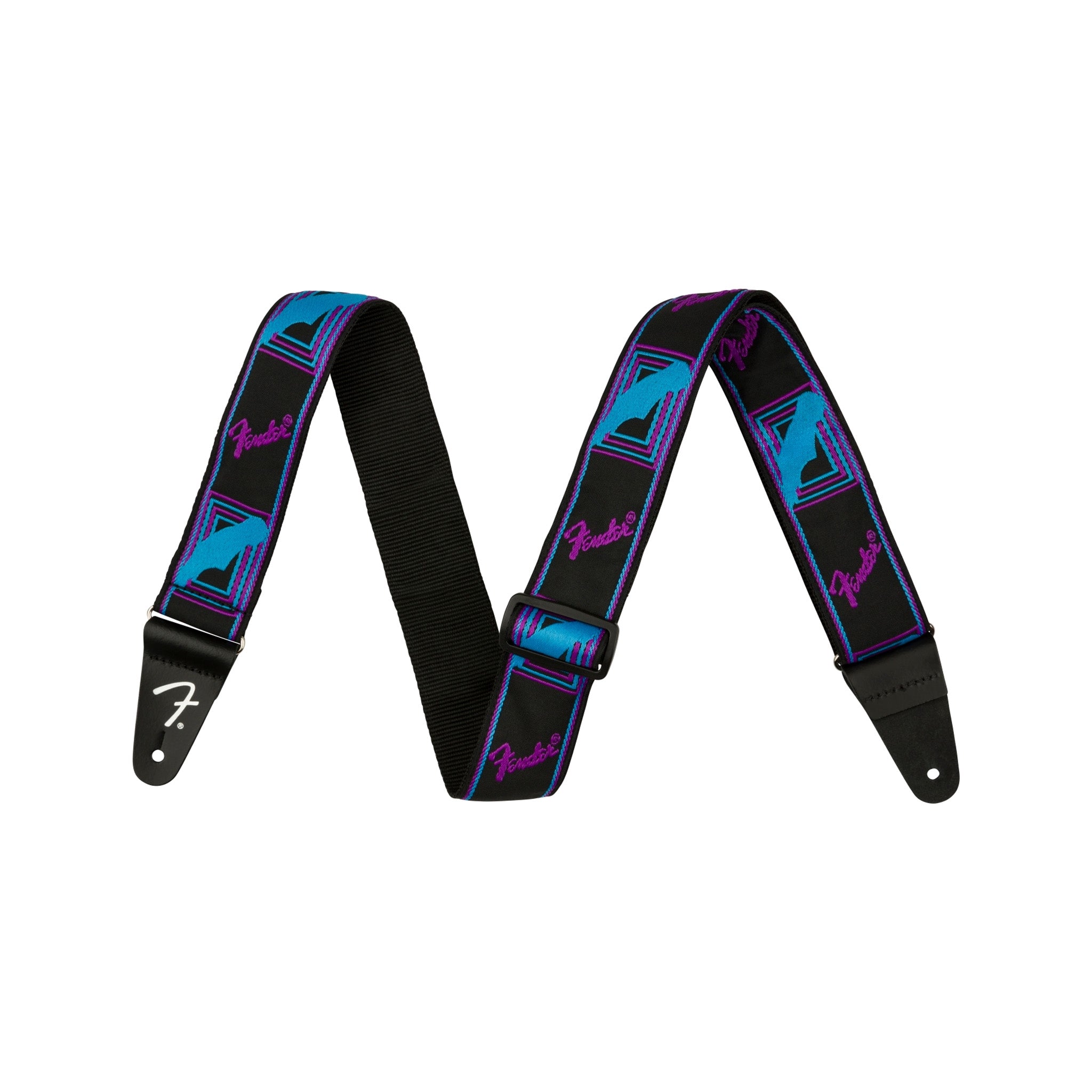 Fender Neon Monogram Guitar Strap, Purple/Blue