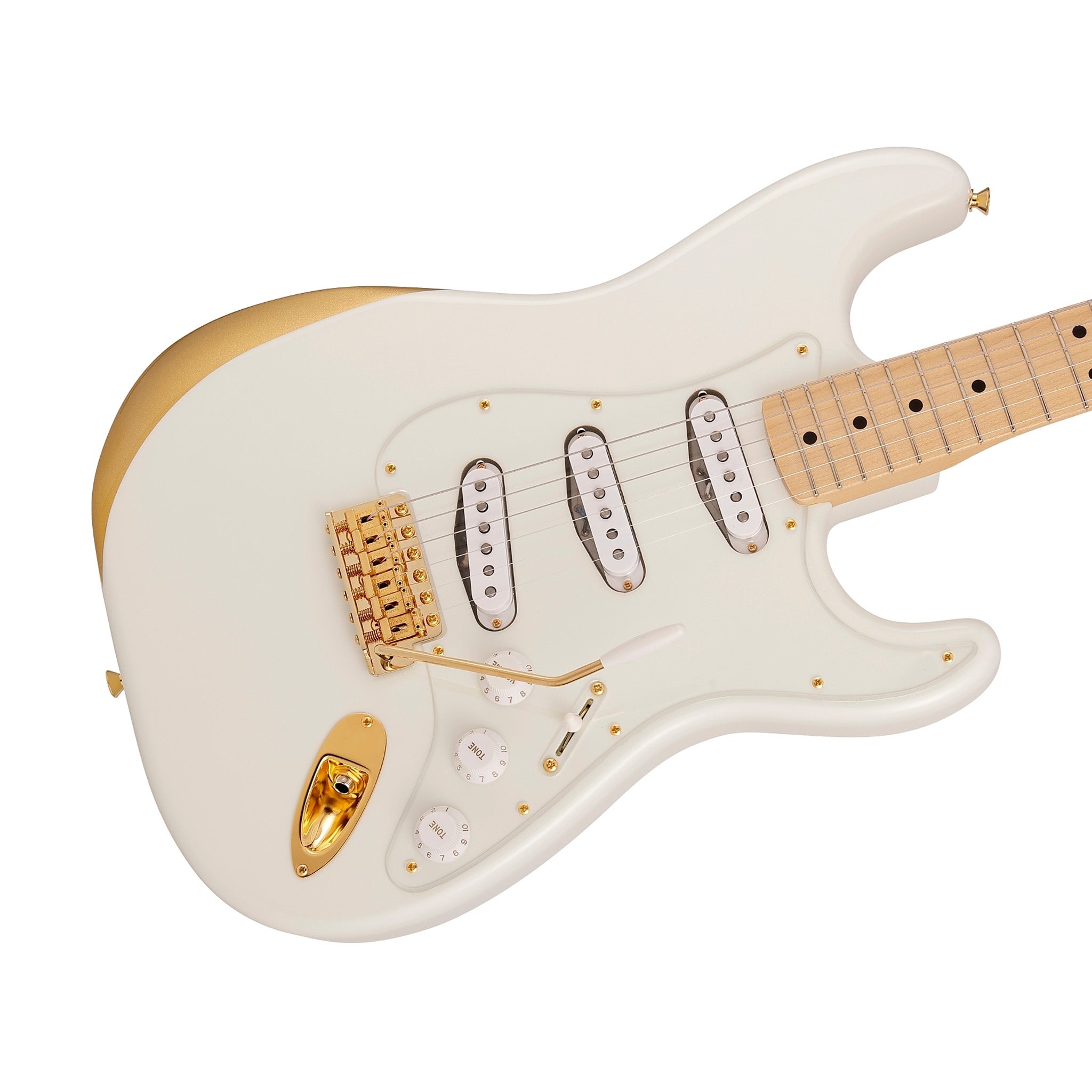 ホワイトソリッドボディエレキギター Set with fender case Squier Sonic Stratocaster HT Electric Guitar w/White Pickguard