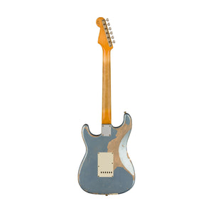 Fender Custom Shop Greg Fessler MB 1965 Stratocaster Relic Solid Body Electric Guitar, Blue Ice Metallic w/ Olympic White Competition Stripes