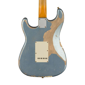 Fender Custom Shop Greg Fessler MB 1965 Stratocaster Relic Solid Body Electric Guitar, Blue Ice Metallic w/ Olympic White Competition Stripes