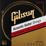 Gibson 80/20 Bronze Acoustic Guitar Strings, Light, 12-53