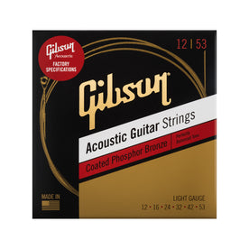 Gibson Coated Phosphor Bronze Acoustic Guitar Strings, Light, .012-.053