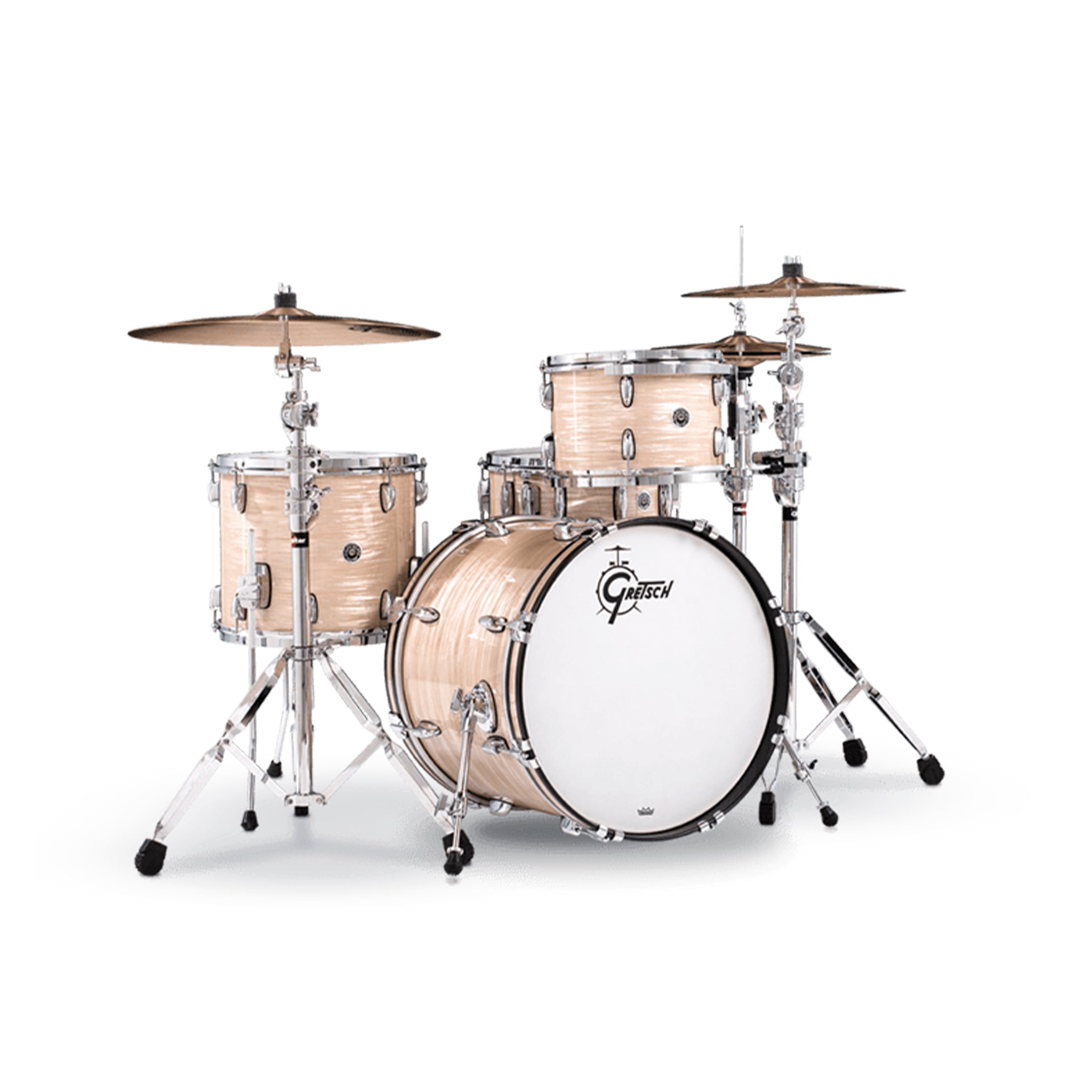 Gretsch GB-E404-302 Brooklyn 4-Piece Drum Shell Kit (20inch Bass), Creme Oyster