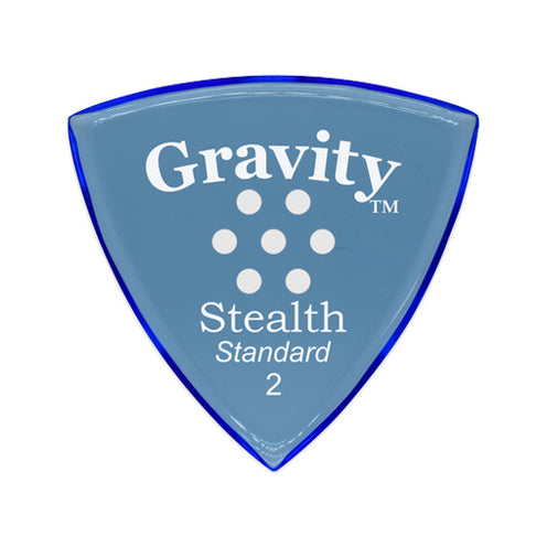 Gravity Stealth Standard 2.0mm Guitar Pick w/ Multi-hole Grip, Polished Blue