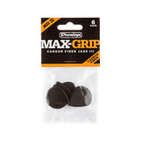 Jim Dunlop 471P3C Nylon Max Grip Jazz III Carbon Fibre Picks, 6-Pack