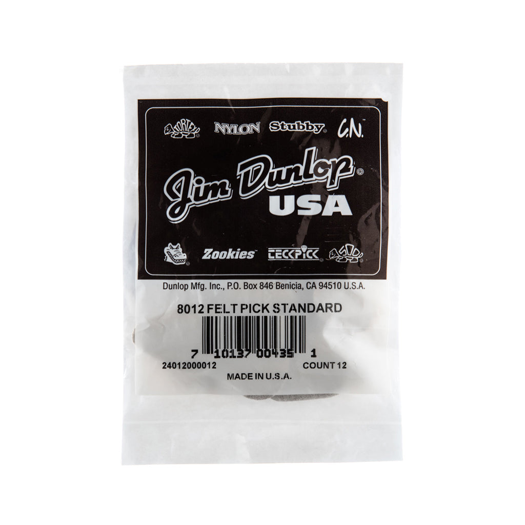Jim Dunlop 8012 Standard Felt Pick, Bag of 12