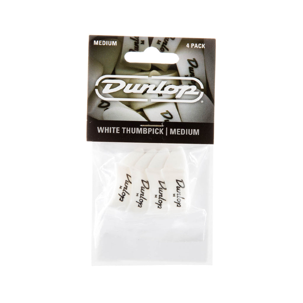 Jim Dunlop 9002P White Thumbpick, Medium, 4-Pack