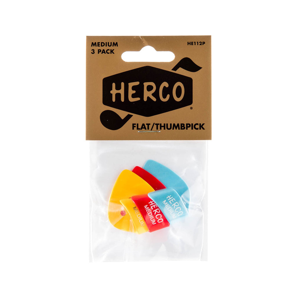 Jim Dunlop HE112P Herco Flat Thumbpick Guitar Picks, 3 Picks, Medium