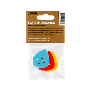 Jim Dunlop HE112P Herco Flat Thumbpick Guitar Picks, 3 Picks, Medium