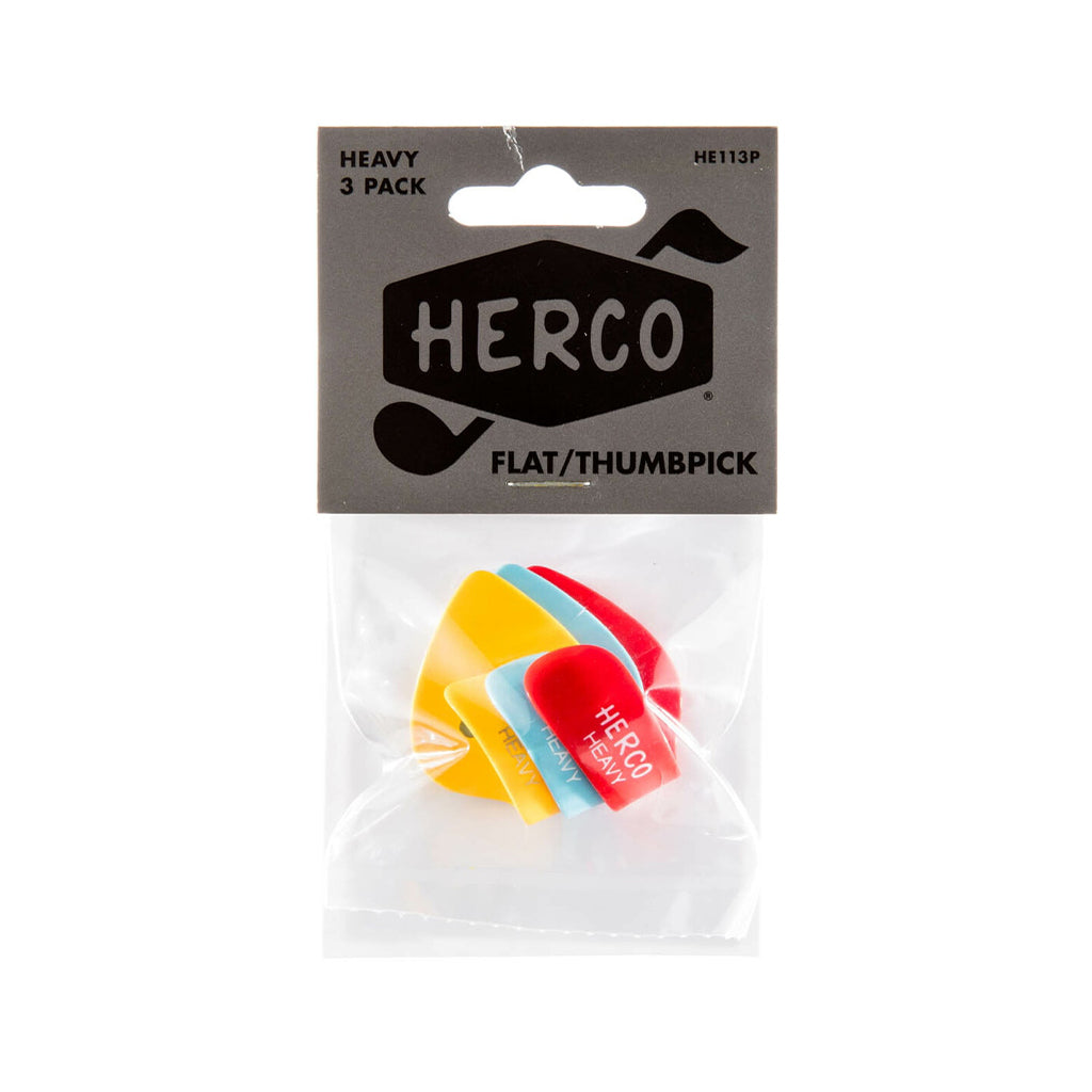 Jim Dunlop HE113P Herco Flat Thumbpick Guitar Picks, 3 Picks, Heavy