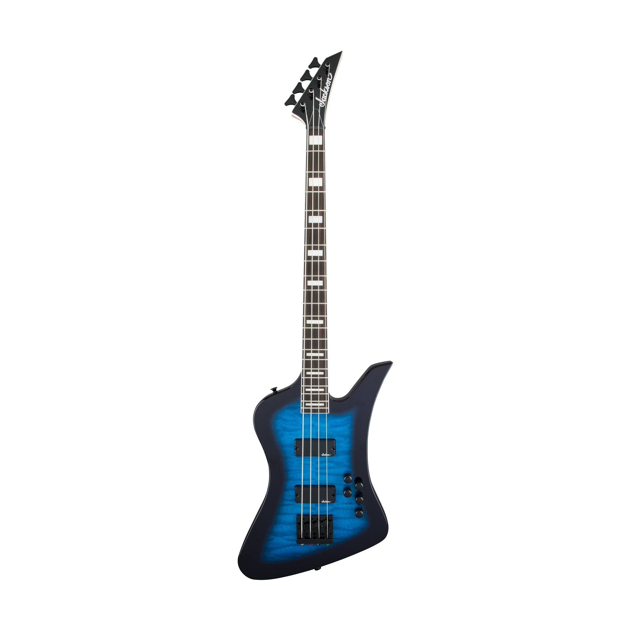 Jackson JS Series Kelly Bird Bass JS3Q Guitar, Amaranth FB, Transparent Blue Burst