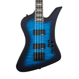 Jackson JS Series Kelly Bird Bass JS3Q Guitar, Amaranth FB, Transparent Blue Burst