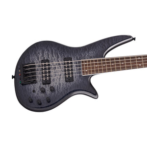 Jackson X Series Spectra Bass SBXQ V Electric Guitar, Laurel FB, Transparent Black Burst