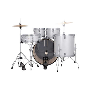 Ludwig LC19515 Accent Drive 5-Piece Drums Set w/Hardware+Throne+Cymbal, Silver Sparkle