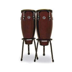 Latin Percussion CP640B-DWB 10+11inch CP Conga Set w/Basket Stand, Dark Wood