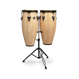 Latin Percussion LPA646-AW 10&11inch Aspire Wood Conga Set w/Double Stand, Natural