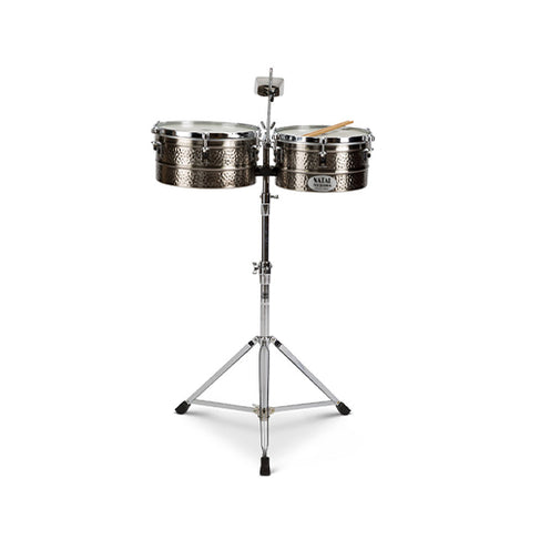 Natal NT1213TNIC Black Nickel Timbales 12inch and 13inch w/Stand