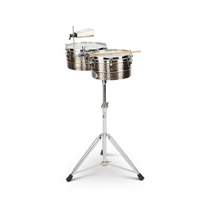 Natal NT1213TNIC Black Nickel Timbales 12inch and 13inch w/Stand