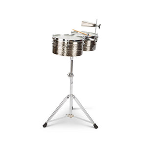 Natal NT1213TNIC Black Nickel Timbales 12inch and 13inch w/Stand
