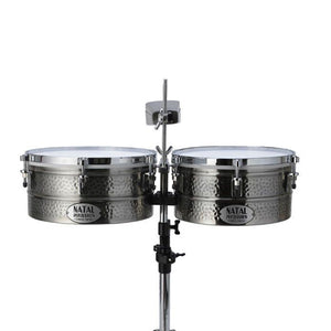Natal NT1314TNIC Black Nickel Timbales 13inch and 14inch w/Stand