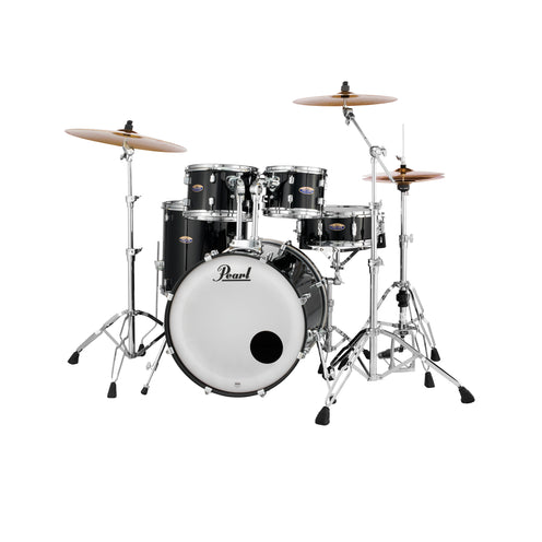 Pearl DMP925SPC-234 Decade Maple 5-Pcs Shell Pack (2218B/1007T/1208T/1616F/1455S), Black Ice