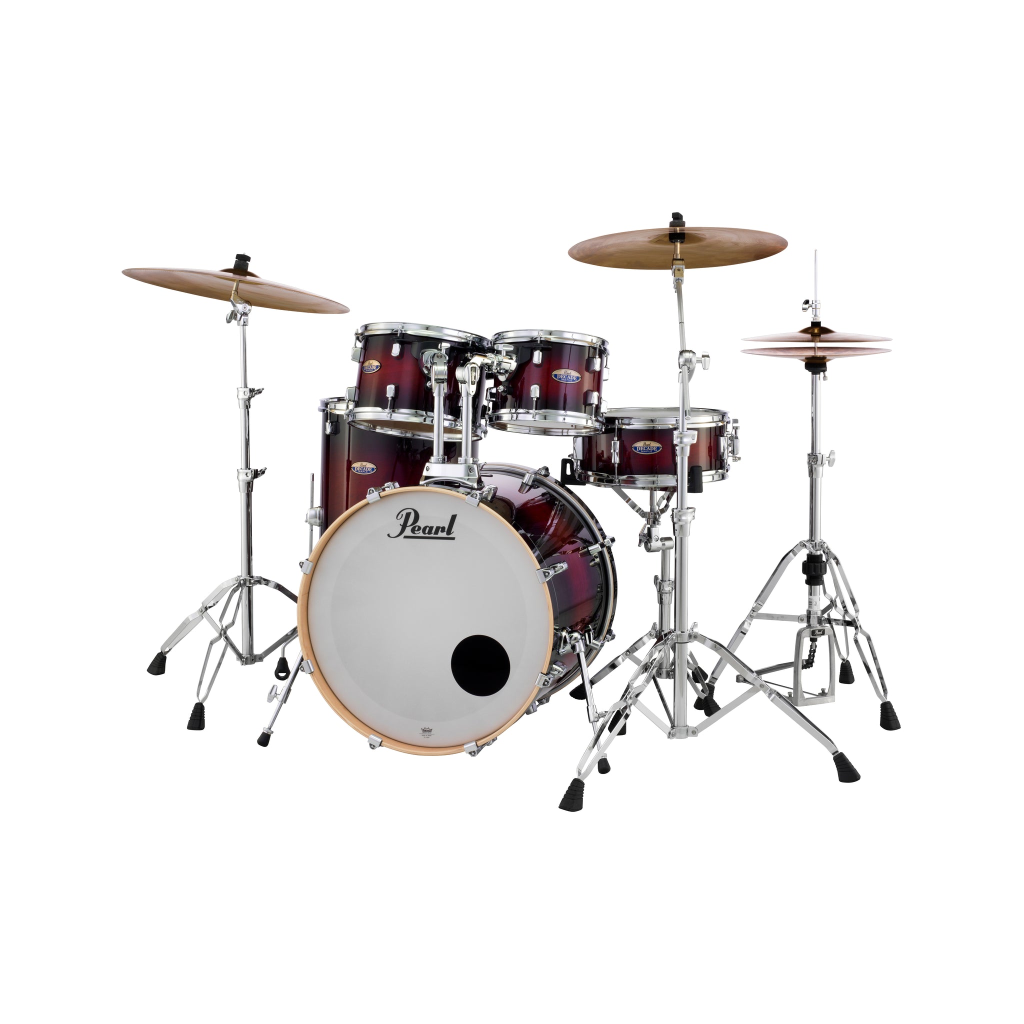 Pearl DMP925SPC-261 Decade Maple 5-Piece Shell Pack (2218B/1007T/1208T/1616F/1455S), Gloss Deep Red