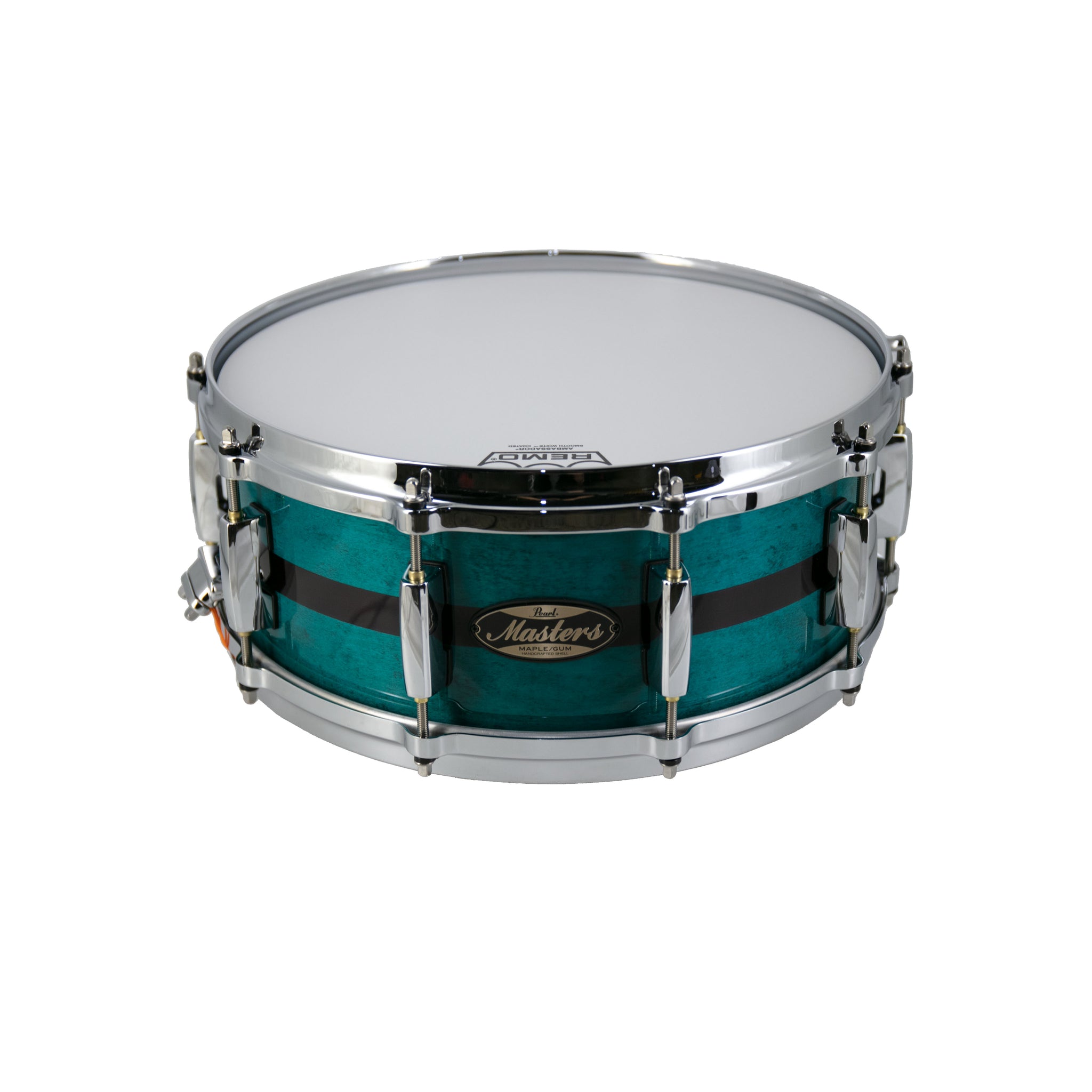Pearl MMG1455S/C-850 14x5.5inch Masters Maple Gum Snare, Aqua Turquoise Stripe